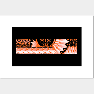 Tatoo art orange tribal line Posters and Art